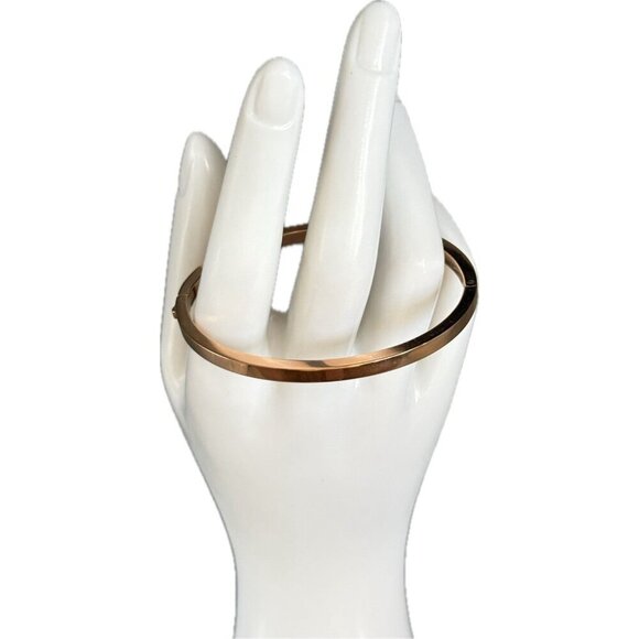 Michael Kors Logo Heart Crystal Charm Rose-Gold Stainless Steel Hinge Bracelet - Picture 5 of 7